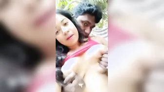 Busty Bengali Babe Squeezing Her Huge Tits Outdoors Feeling Wild