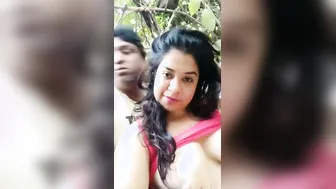 Busty Bengali Babe Squeezing Her Huge Tits Outdoors Feeling Wild