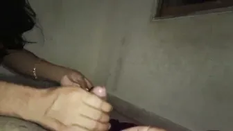 Bhabhi Stroking Cock With Both Hands Before Taking Facial Cum
