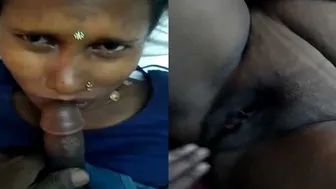 Horny Wife Giving Sloppy Blowjob While Getting Pussy Licked