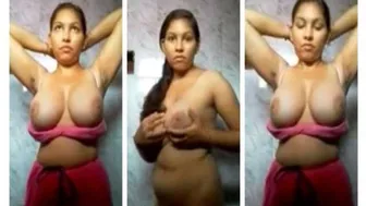 Busty Bhabhi Revealing Her Huge Milky Boobs For Me On Camera
