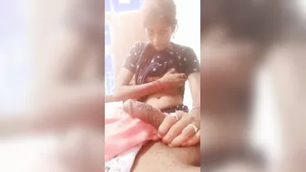 Skinny Bhabhi Showing Off Her Tits While Stroking My Hard Cock