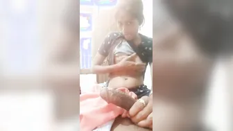 Skinny Bhabhi Showing Off Her Tits While Stroking My Hard Cock