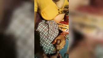 Bhabhi Moaning As Devar Gropes Her Boobs While She Jerks Him Off