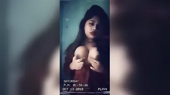 Busty Village Babe Squeezing Her Big Boobs On Camera Teasing