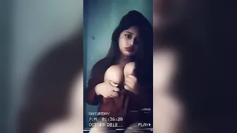 Busty Village Babe Squeezing Her Big Boobs On Camera Teasing