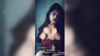 Busty Village Babe Squeezing Her Big Boobs On Camera Teasing