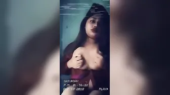 Busty Village Babe Squeezing Her Big Boobs On Camera Teasing