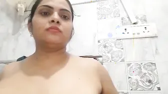 Beautiful Bhabhi Stripping In Bathroom Revealing Boobs For Him