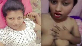 Naked GF Proudly Displaying Her Huge Hanging Boobs