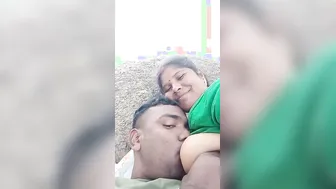 Worshipping My Bhabhi's Huge Tits Outdoors Behind The House