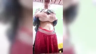 Busty GF Showing Off Her Huge Melons On Video For Me