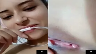 Skinny Indian Babe Fingering Her Tight Hole On Video Chat Moaning