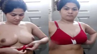 Married Woman Stripping Down Trying On Her New Lingerie For Him