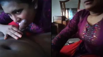 Married Housewife Giving Sloppy Blowjob To Her Man On Camera