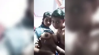 Two Horny Desi Sisters Licking And Sucking Each Other Soft Nipples