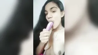 Skinny Desi College Girl Stuffing Thick Brinjal Deep In Her Hole