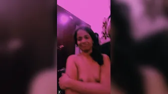 Mature Married Couple Foreplay Getting Naked Under Colorful Lights