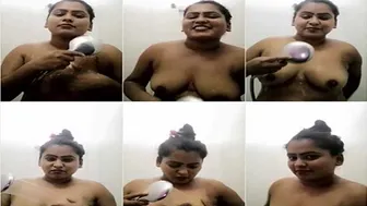 Chubby Naughty GF Exposing Curves While Bathing At Home