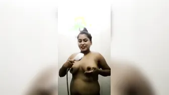 Chubby Naughty GF Exposing Curves While Bathing At Home