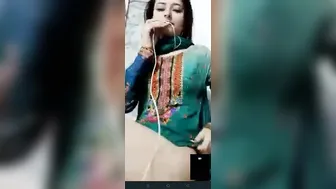 Skinny GF Playing With Dildo On Video Call For Lover