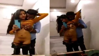Indian Couple Making Out Passionately In Front Of The Mirror