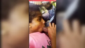 Sri Lankan Babe Giving Sloppy Blowjob Behind Bushes Outdoors