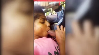 Sri Lankan Babe Giving Sloppy Blowjob Behind Bushes Outdoors