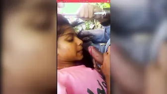 Sri Lankan Babe Giving Sloppy Blowjob Behind Bushes Outdoors