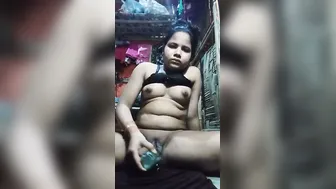 Horny Girl Fucking Herself With Bottle Needing Real Cock