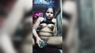 Horny Girl Fucking Herself With Bottle Needing Real Cock