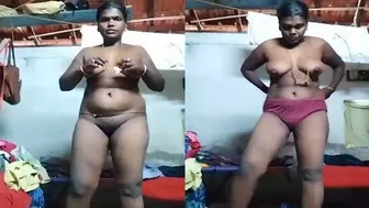 Dusky South Wife Recording Herself Stripping Naked At Home