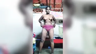 Dusky South Wife Recording Herself Stripping Naked At Home