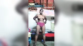 Dusky South Wife Recording Herself Stripping Naked At Home