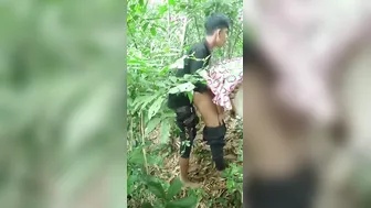 Village GF Getting Fucked Standing Up In The Jungle
