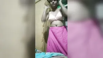 Busty Married Bhabi Stripping Completely Nude For The Camera