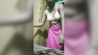 Busty Married Bhabi Stripping Completely Nude For The Camera