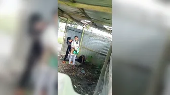 College GF Getting Fucked Standing Outside Behind Wall