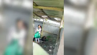 College GF Getting Fucked Standing Outside Behind Wall