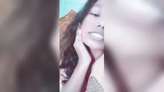 Cheerleader Babe Stripping Topless Showing Natural Boobs Off