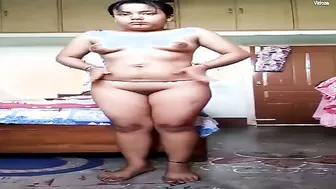 Chubby Indian Girl Stripping Naked Recording Herself All Alone