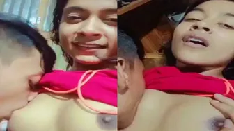 Virgin Gf Getting Her Soft Boobs Sucked Hard By BF