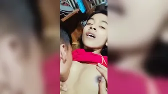Village GF Getting Her Small Tits Sucked By BF