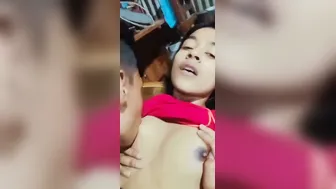Village GF Getting Her Small Tits Sucked By BF
