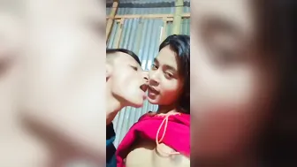 Village GF Getting Her Small Tits Sucked By BF