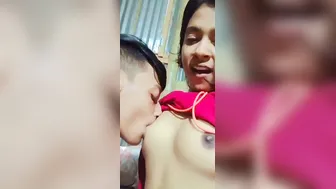 Village GF Getting Her Small Tits Sucked By BF