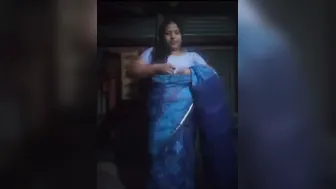 Housewife Unwrapping Her Saree Revealing Big Juicy Tits At Home