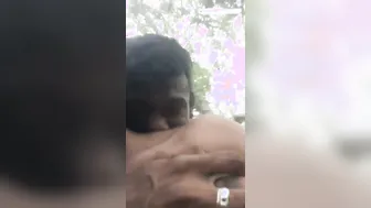 GF Getting Her Big Boobs Squeezed Outdoors By Lover