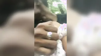 GF Getting Her Big Boobs Squeezed Outdoors By Lover