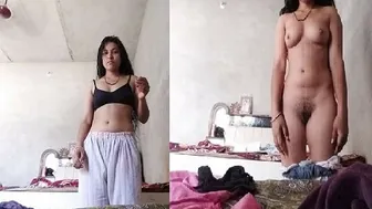 Young College Girl Stripping Naked For BF First Time